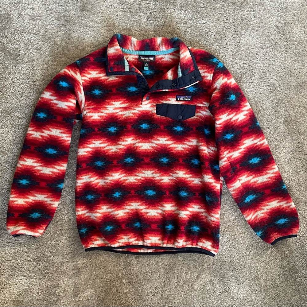 Patagonia Aztec Print Snap T Synchilla Fleece Pullover
